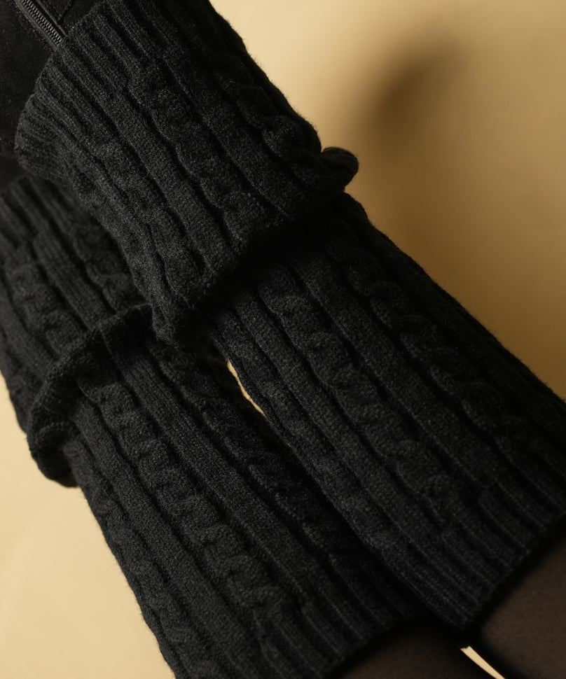 Cable Knit Leg Warmer - Black - Image 2