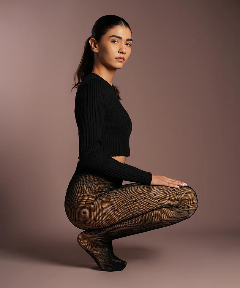 Fishnet Fur Dotted Stockings - Image 5