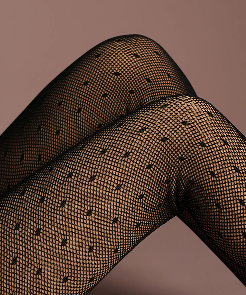 Fishnet Fur Dotted Stockings - Image 6