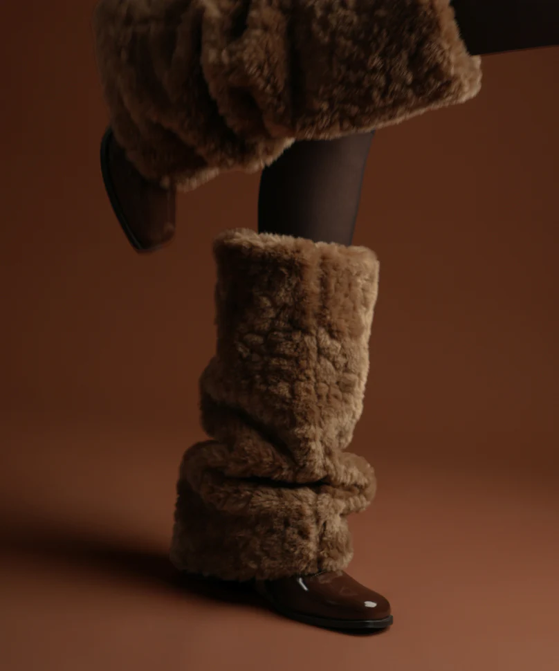 Fur Leg Warmer - Brown - Image 3