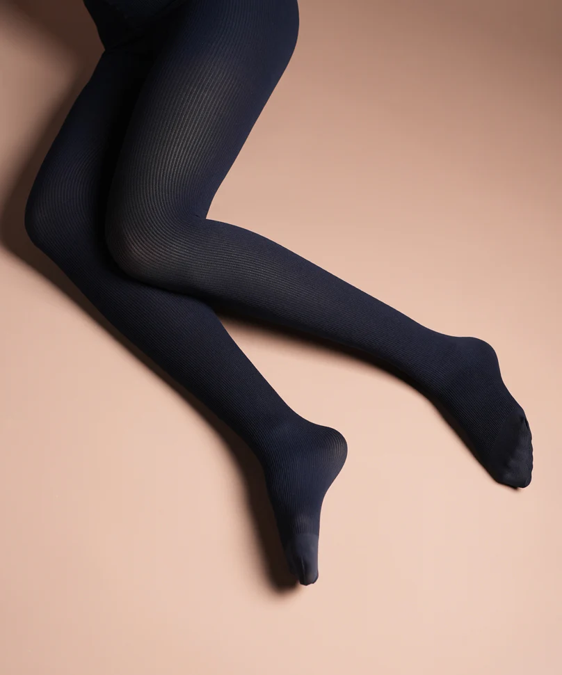 Navy Ribbed Stockings - Image 2