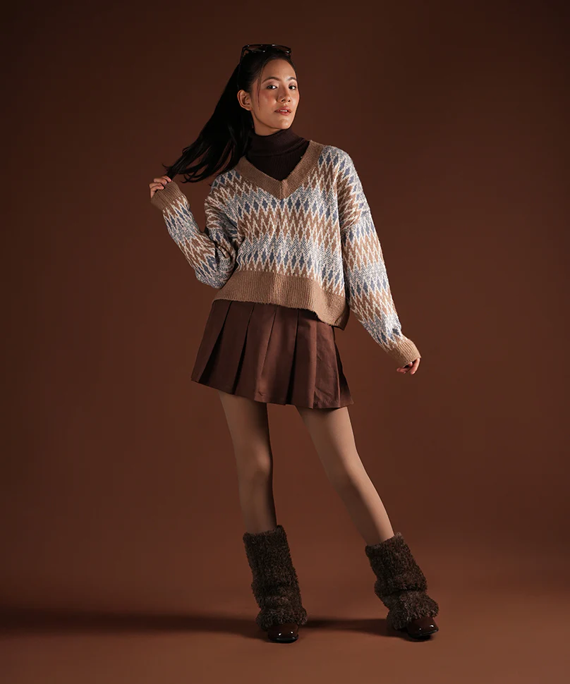 Plush Ribbed Leg Warmer - Brown - Image 3
