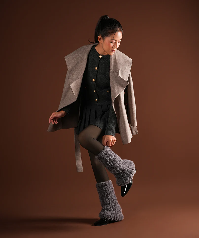 Plush Ribbed Leg Warmer - Grey - Image 3