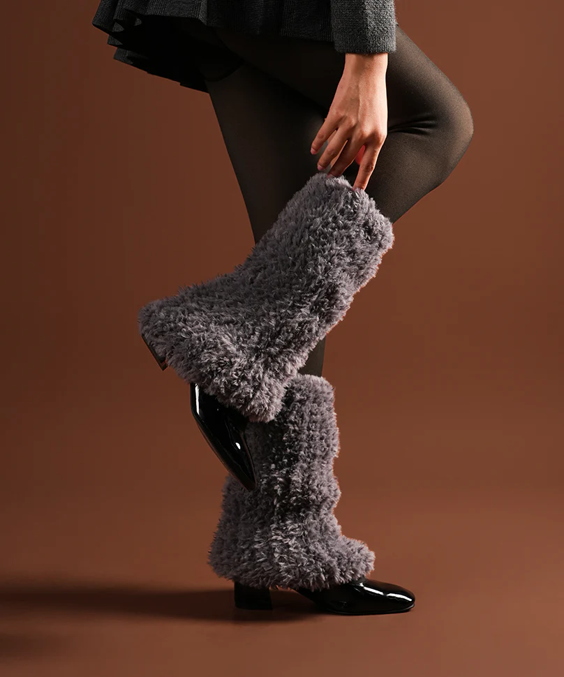 Plush Ribbed Leg Warmer - Grey - Image 4