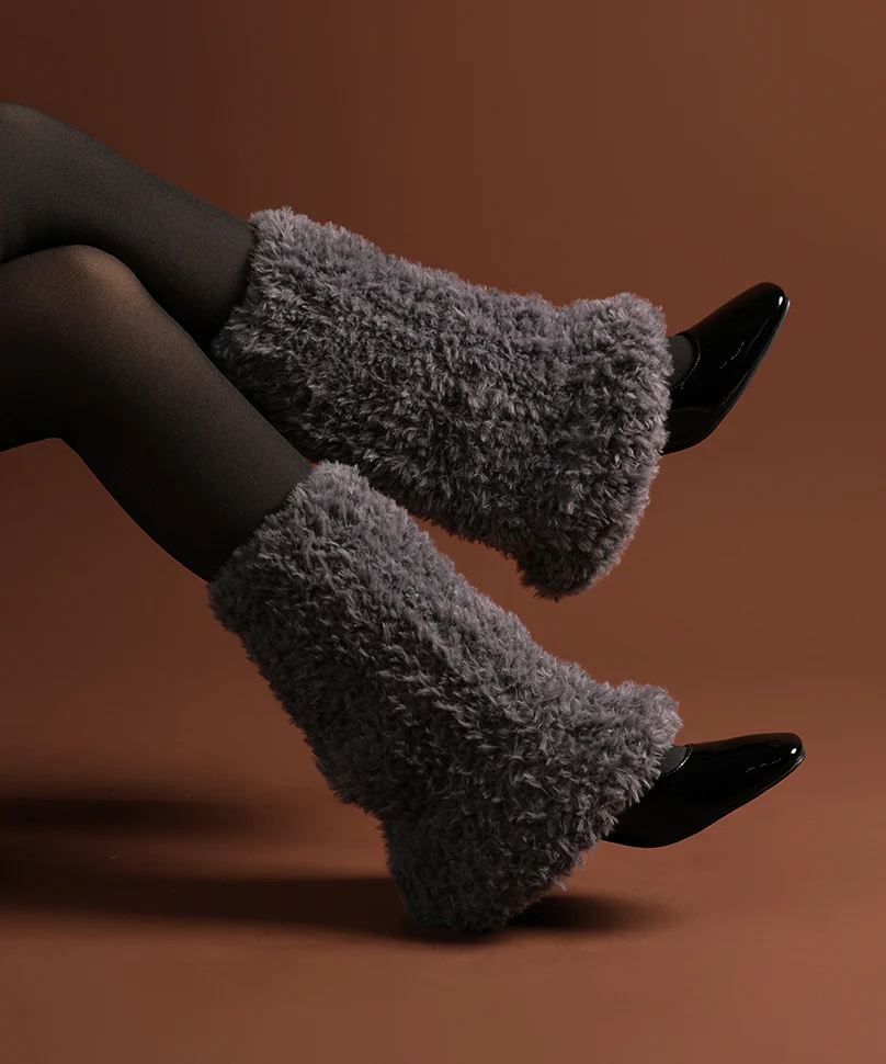 Plush Ribbed Leg Warmer - Grey - Image 5
